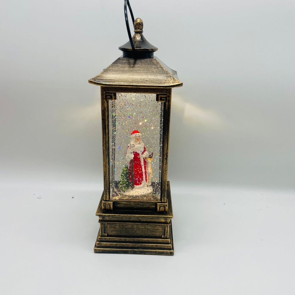 Новогодний декор Фонарь стекло - Дед мороз с оленем 30 см (арт. 8336RA) - Ип лебедев о.ю фото 4