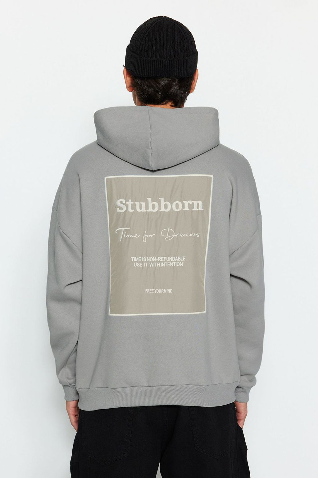 TRENDYOL MAN Premium Gri Oversize/Genis Kesim Ici Polar/S?cak Tutan Kapusonlu Sweatshirt TMNAW24SW00186 - Trendyolmilla фото 19