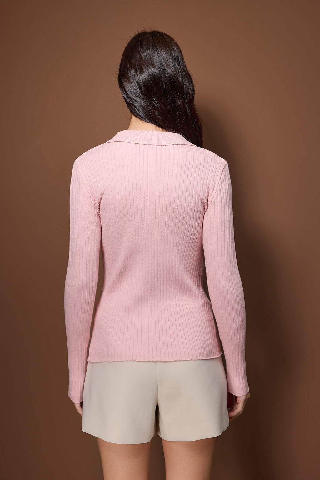 Wardrobe Essentials Pudra Premium IplikPolo Yaka Fitilli Triko Kazak | TWOAW26KZ00077