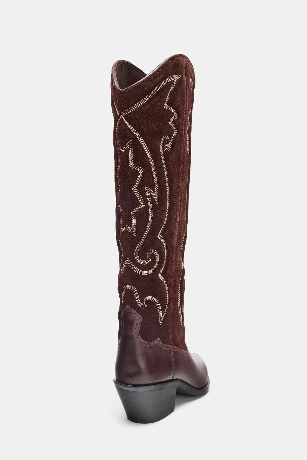 EMBROIDERED LEATHER COWBOY KNEE-HIGH BOOTS