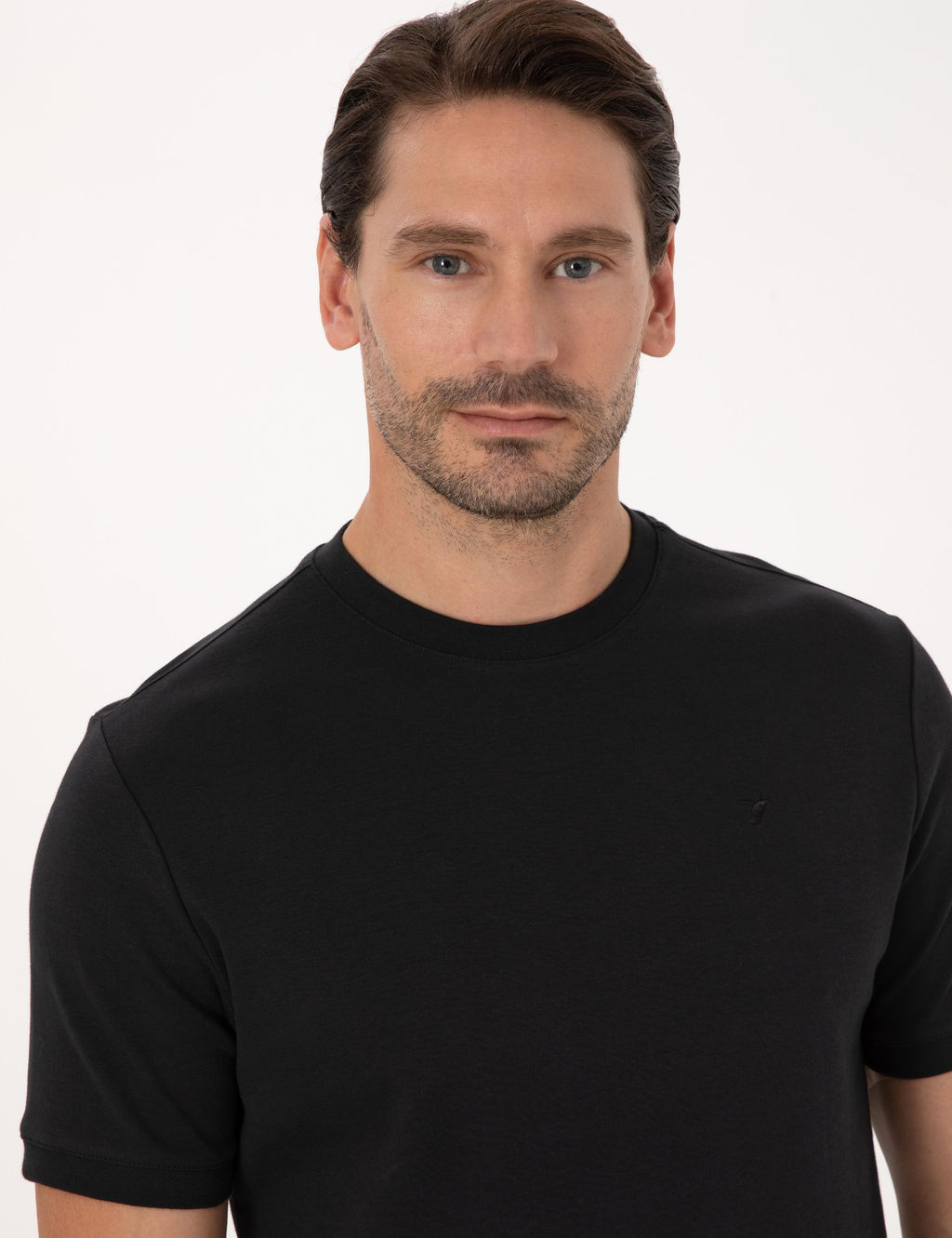 Siyah Regular Fit %100 Pamuk Bisiklet Yaka Basic T-shirt - Cacharel фото 2