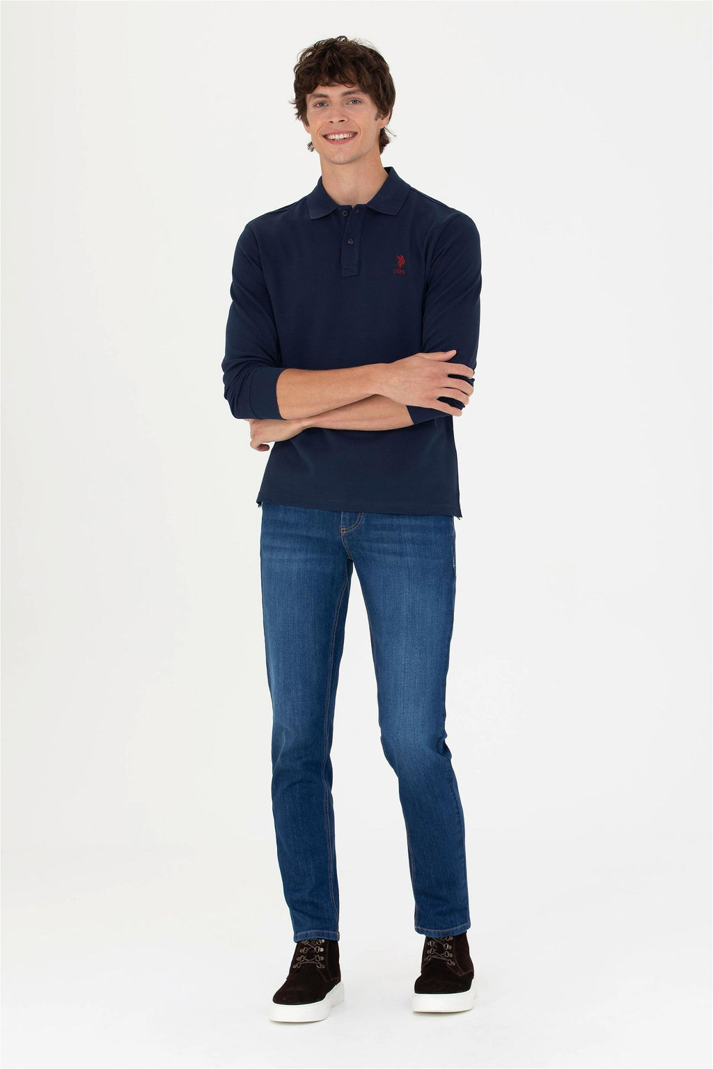 U. S. Polo Assn Мужская темно-синяя базовая толстовка с воротником-поло - U.s. polo assn фото 4