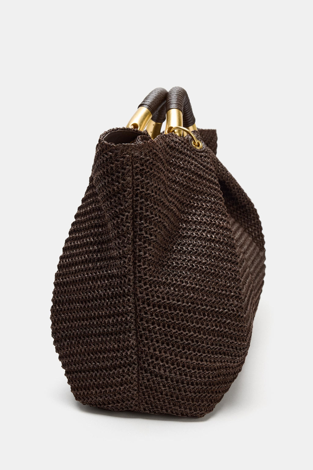 MAXI BOLSO DE MANO EFECTO TRENZADO / Chocolate - Zara фото 6