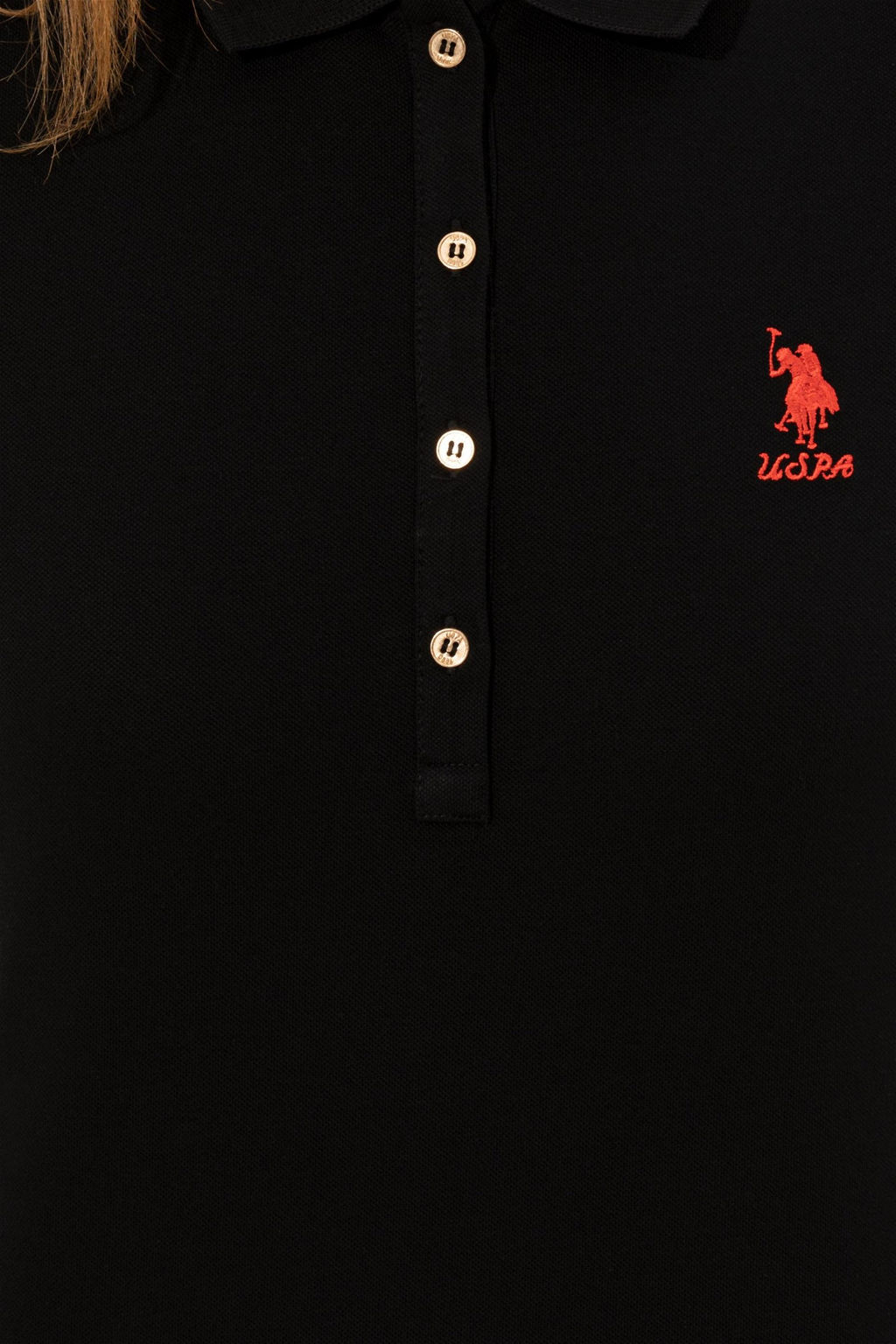 U. S. Polo Assn Женская черная базовая футболка с воротником-поло - U.s. polo assn фото 12