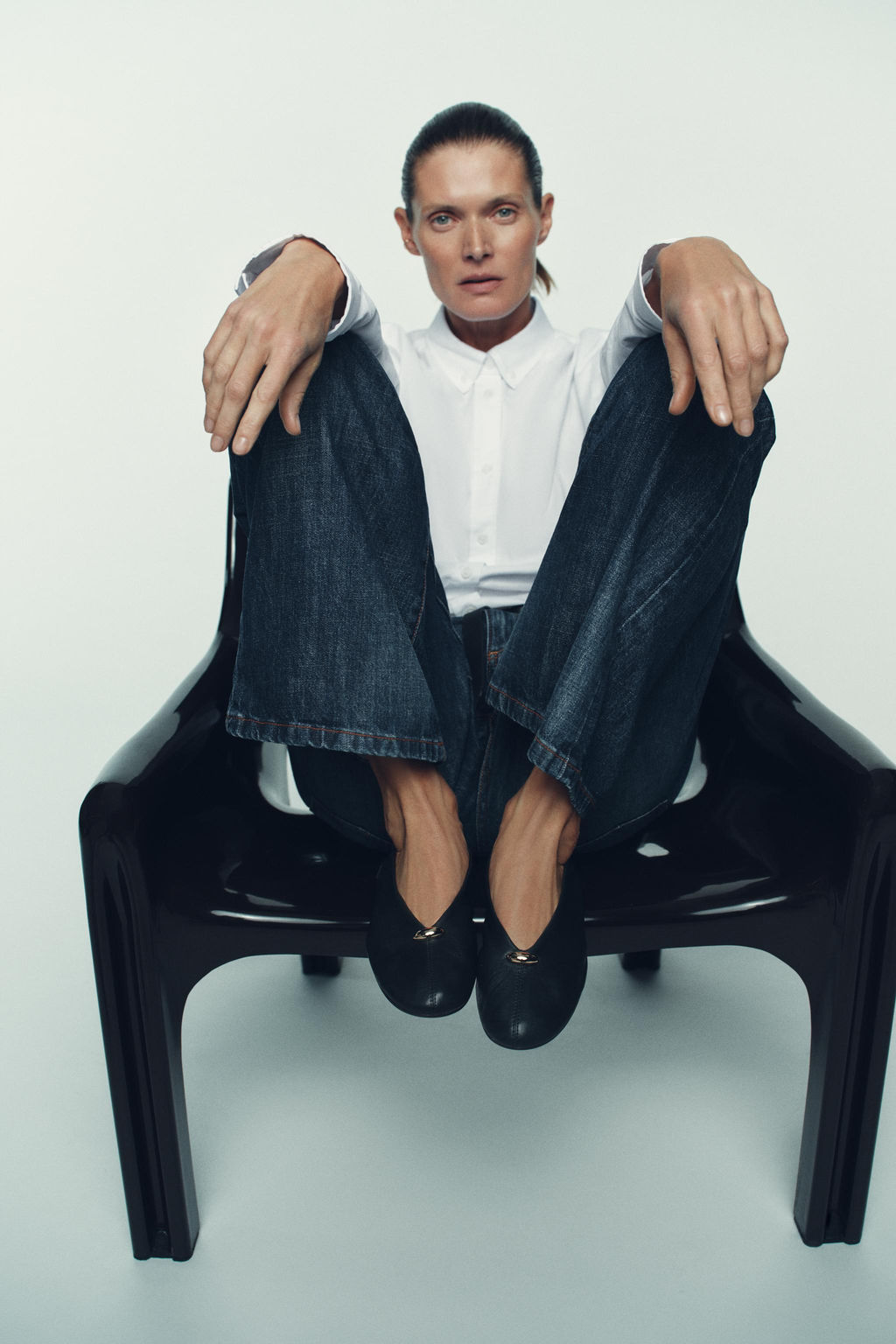 LEATHER BALLET FLATS WITH APPLIQU_ - Zara фото 7