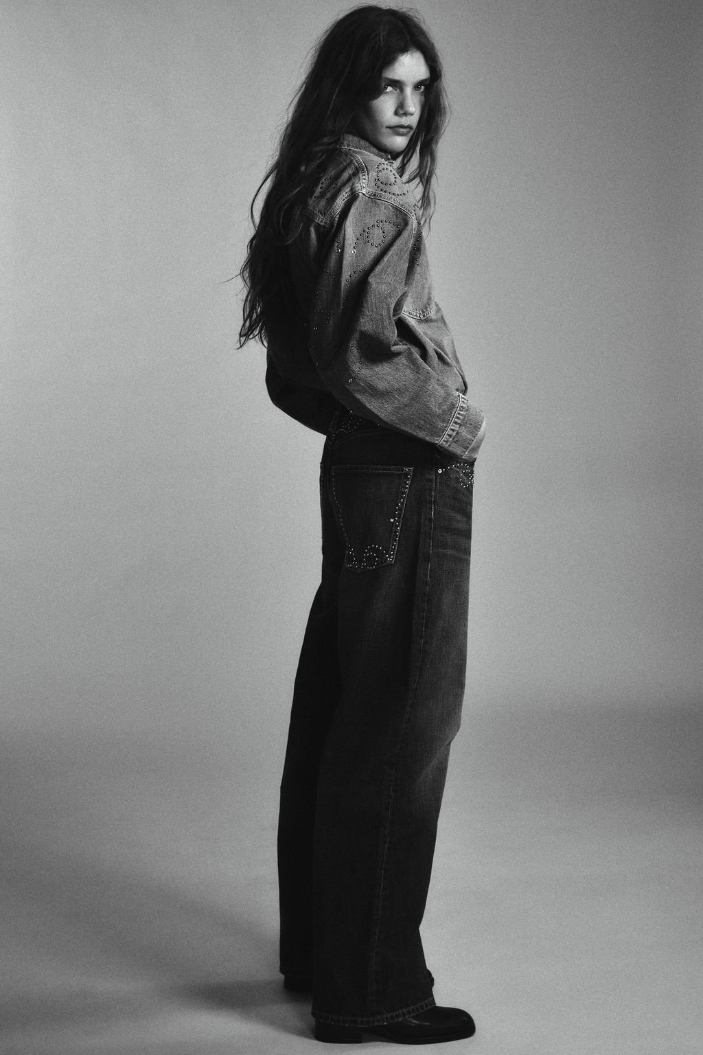 TRF JEANS WITH METAL STUDS