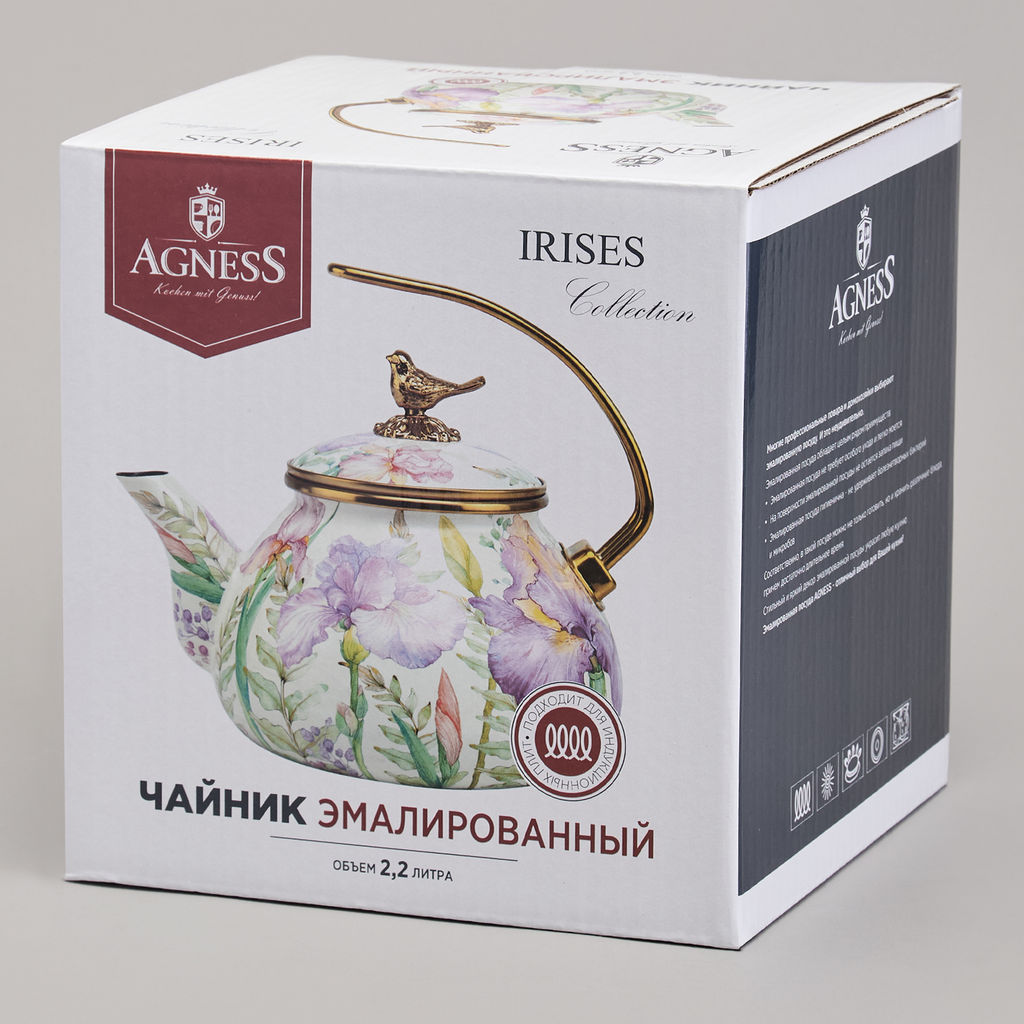 ЧАЙНИК AGNESS ЭМАЛИРОВАННЫЙ СЕРИЯ ФЛАНДРИЯ, 2,2Л фото 2