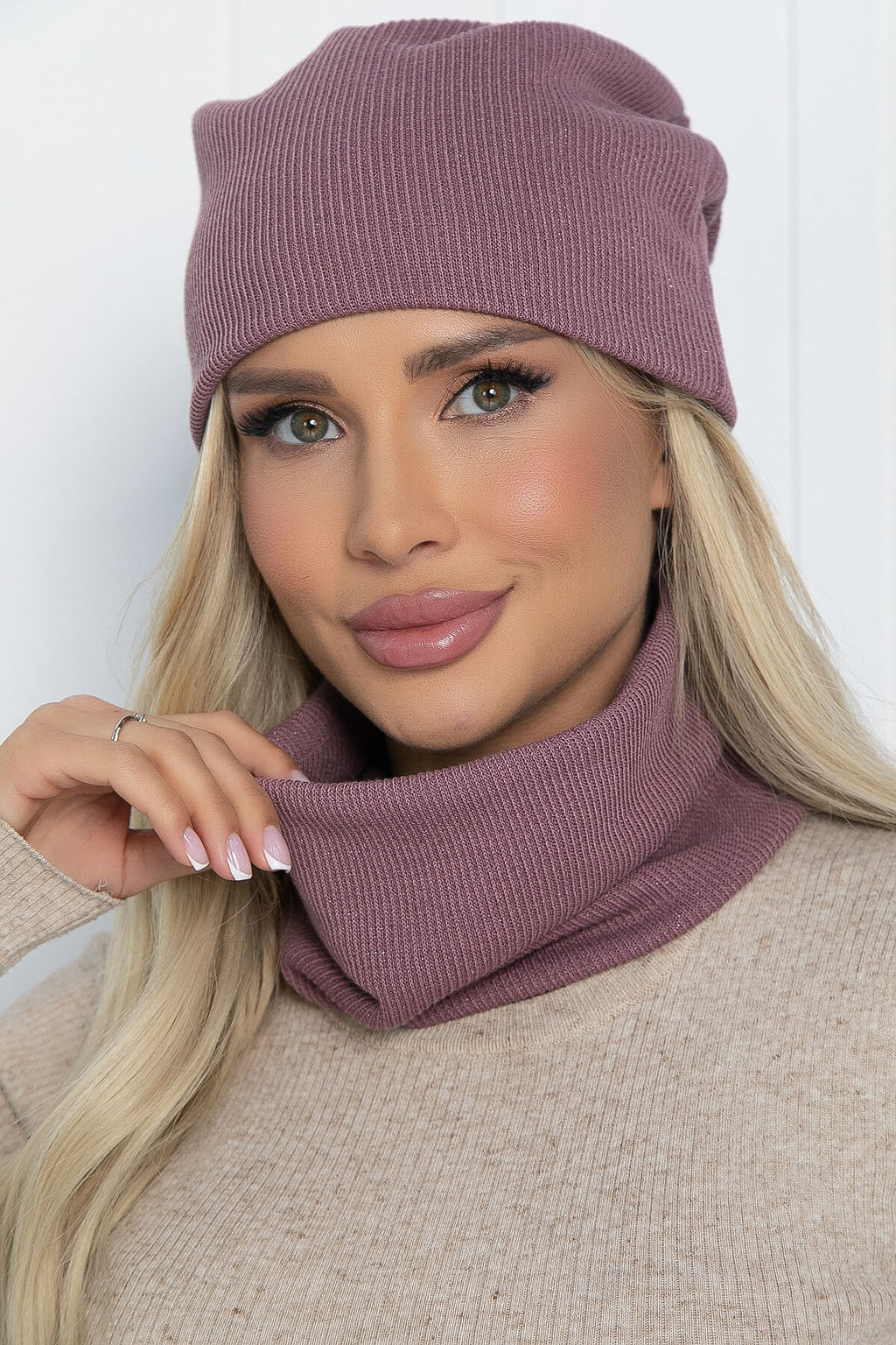 Комплект шапка и снуд (лиловый) ШС28 - Lt collection фото 4