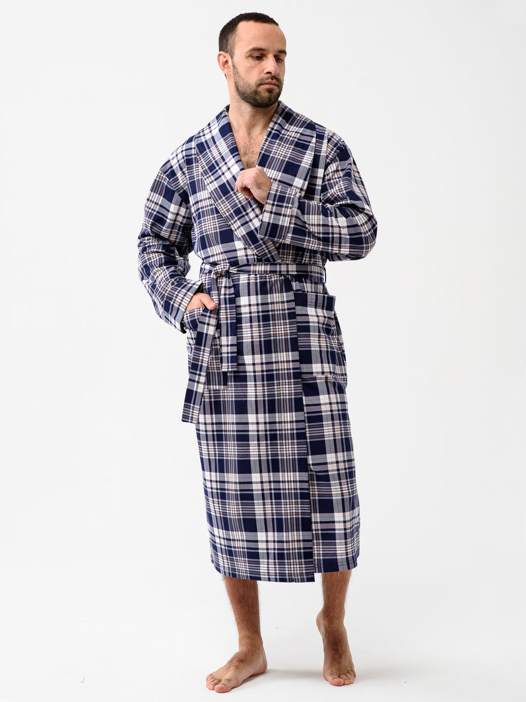 Мужской халат трикотажный чернильный 1566 (5) - Росхалат фото 2