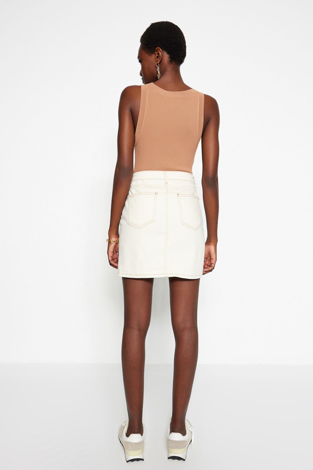 TRENDYOLMILLA Ekru Basic Duz Yuksek Bel Denim Etek TWOSS20ET0181  фото 4