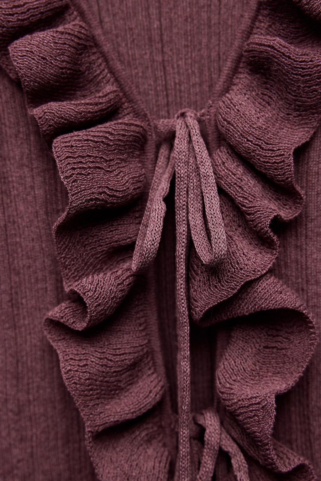 KNIT TOP WITH RUFFLES AND TIES - Zara фото 5
