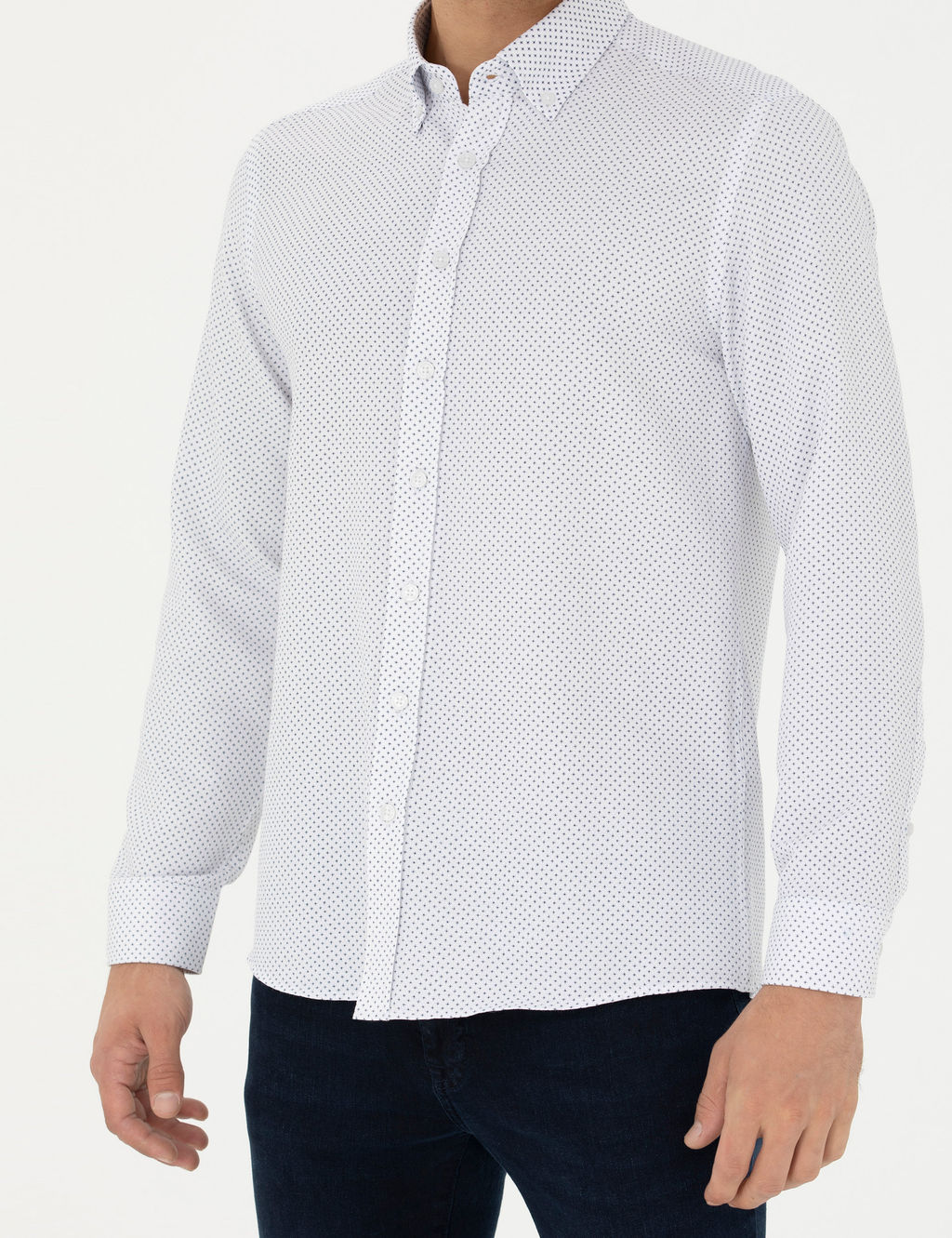 Lacivert Slim Fit Uzun Kollu G_mlek