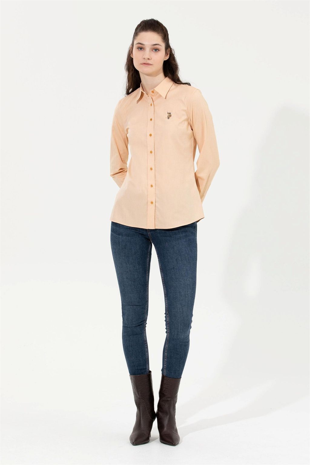 Рубашка женская шафрановая Uzunkol Basic - U.s. polo assn фото 3