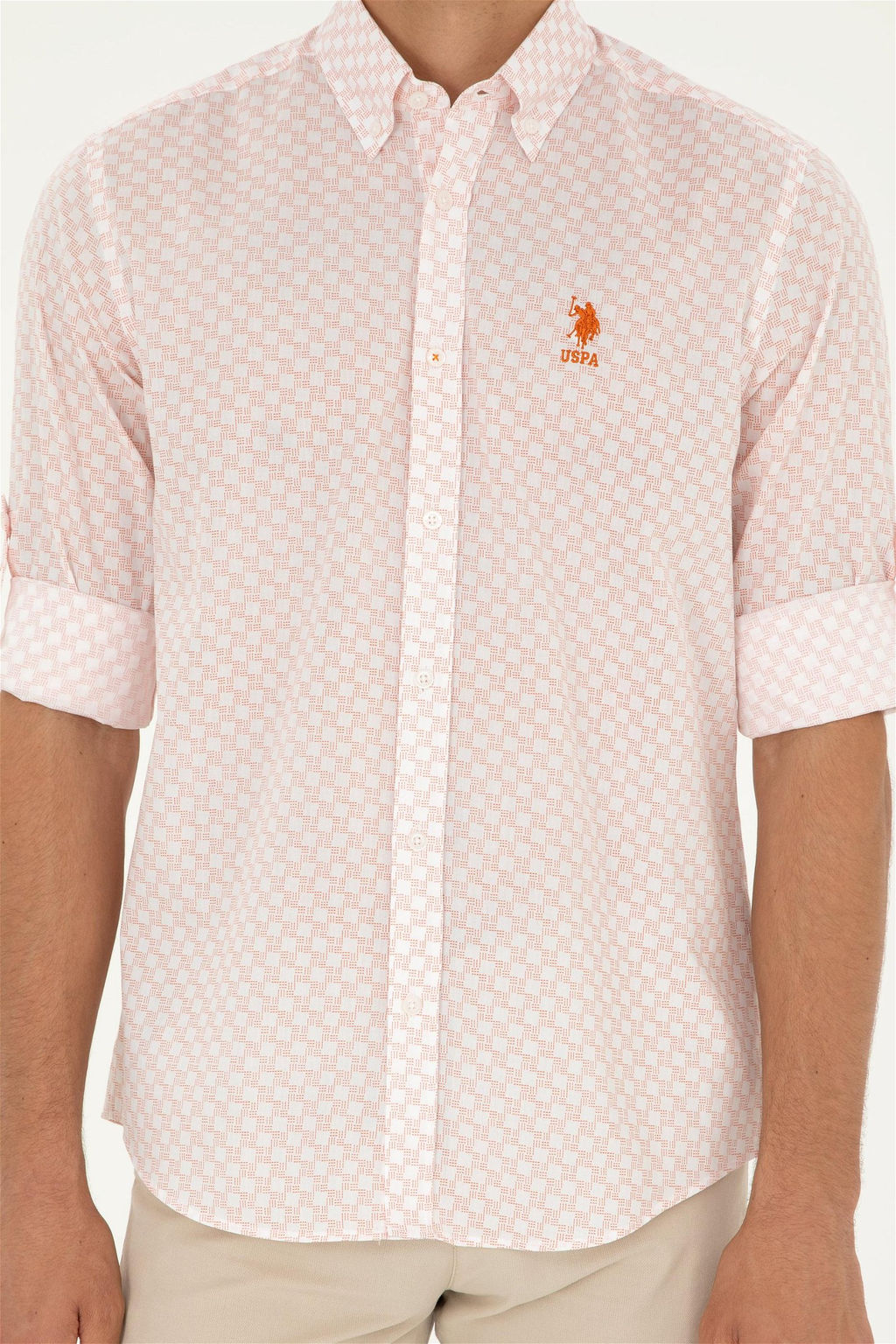 U. S. Polo Assn / Мужская пудровая рубашка с длинным рукавом - U.s. polo assn фото 6