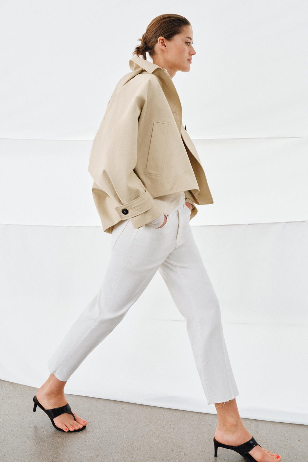 JEANS ZW COLLECTION CROPPED FLARE TIRO MEDIO / Blanco - Zara фото 6