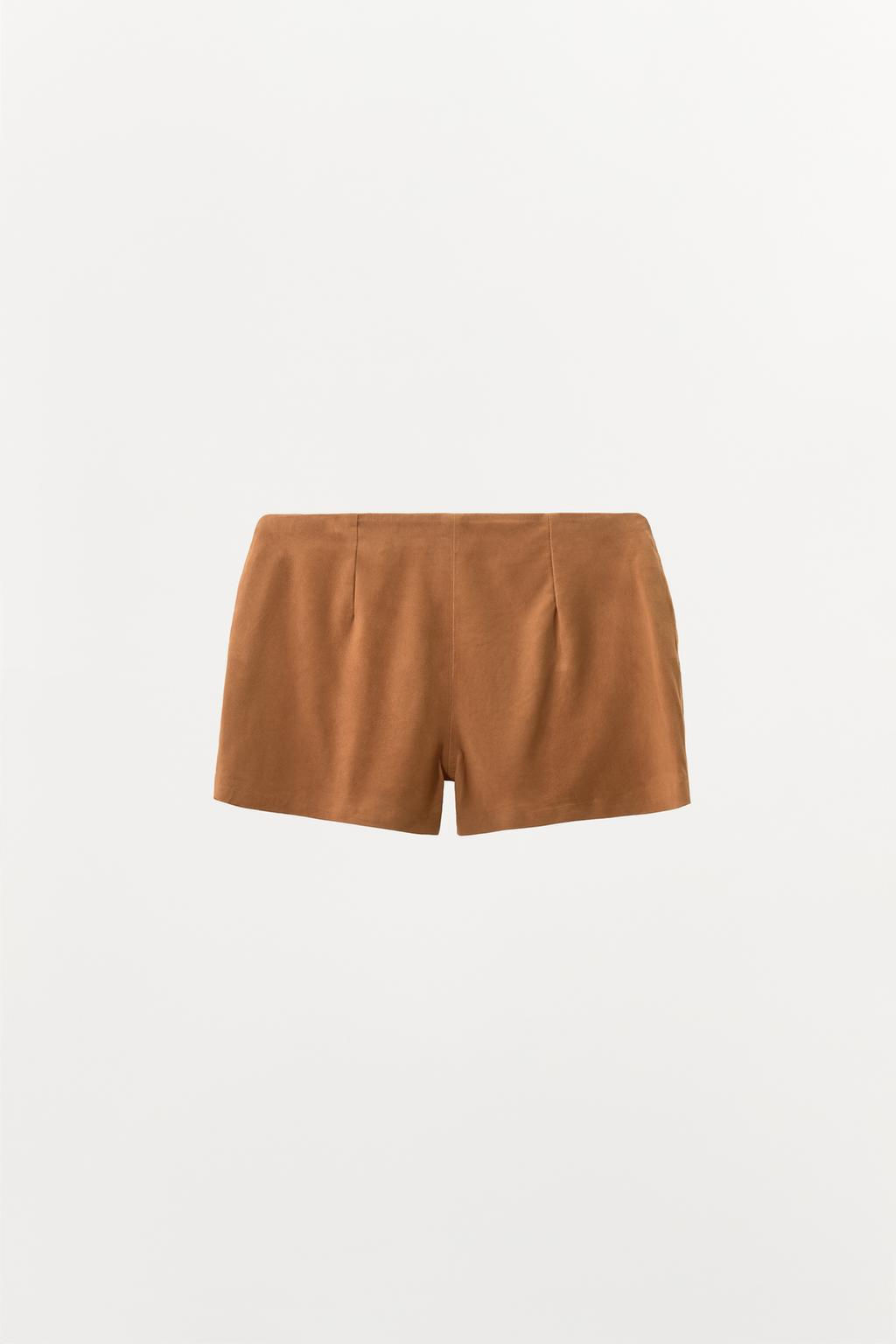 100% SUEDE LEATHER SHORTS WITH TIES - Zara фото 6