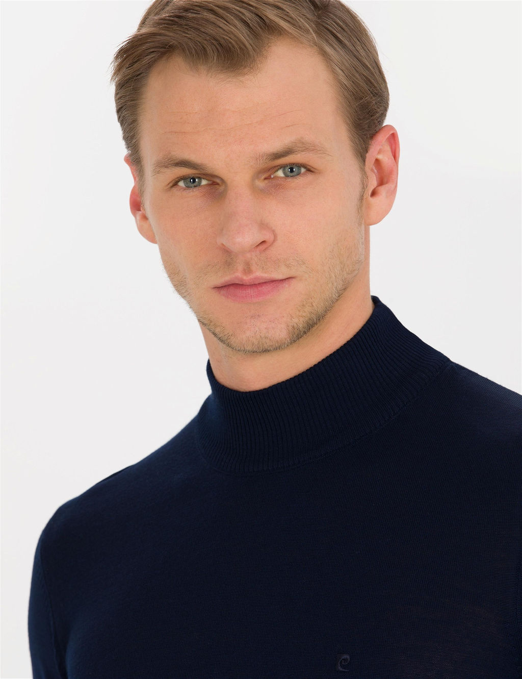 Lacivert Slim Fit Yar_m Bal_k__ Yaka Y_n Kar___ml_ Basic Triko Kazak - Pierre cardin фото 3