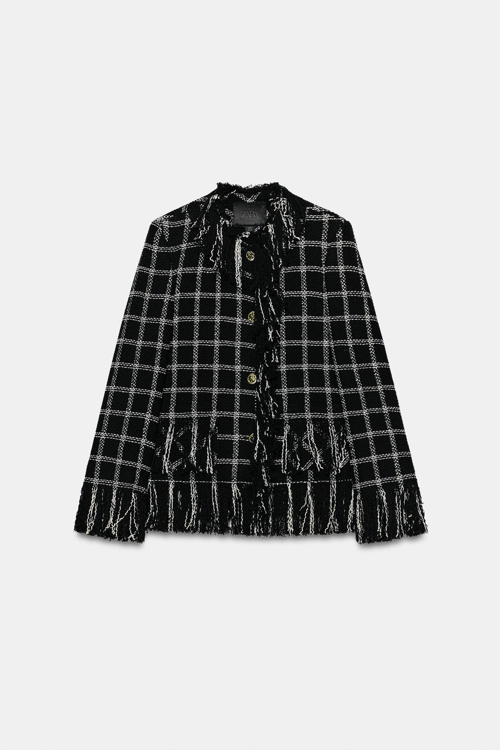 CHAQUETA CUADROS FLECOS ZW COLLECTION / Negro / Blanco - Zara фото 3