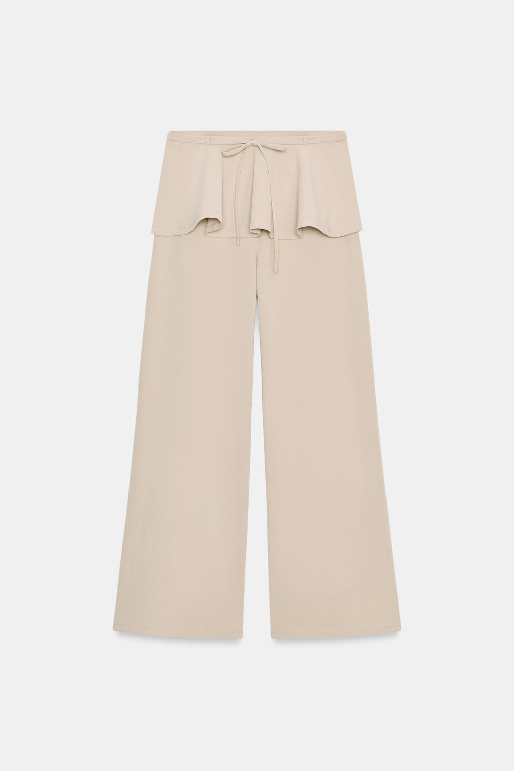 PANTAL?N ANCHO VOLANTE CINTURA / Beige - Zara фото 5