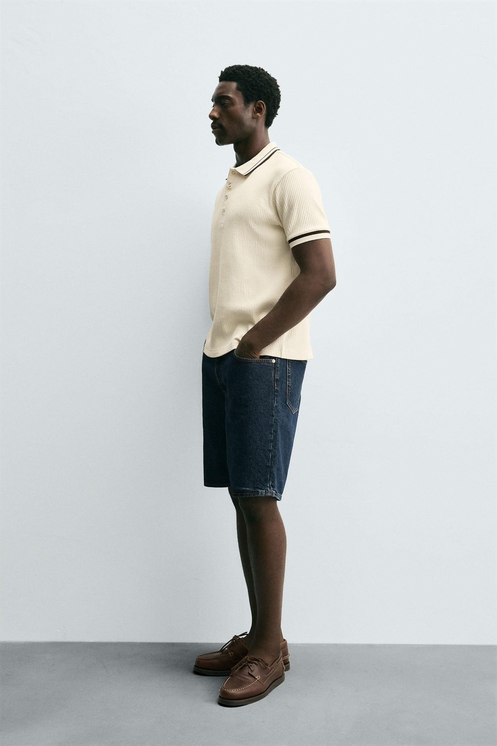 CONTRAST RIBBED POLO SHIRT - Zara фото 4