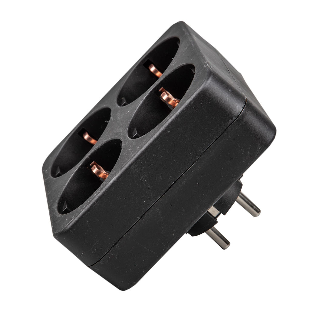 S-GES4-16S BLACK Разветвитель сетевой, с/з. 4 гнезда. 16А, 3500Вт. Черный. ТМ Uniel
