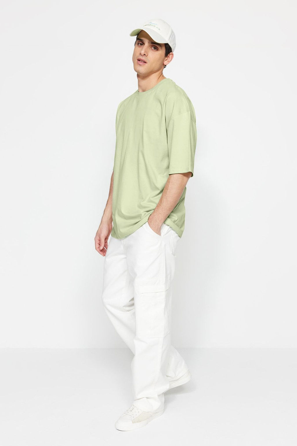 Mint Oversize/Genis Kesim %100 Pamuk K?sa Kollu Basic T-Shirt TMNSS22TS0318