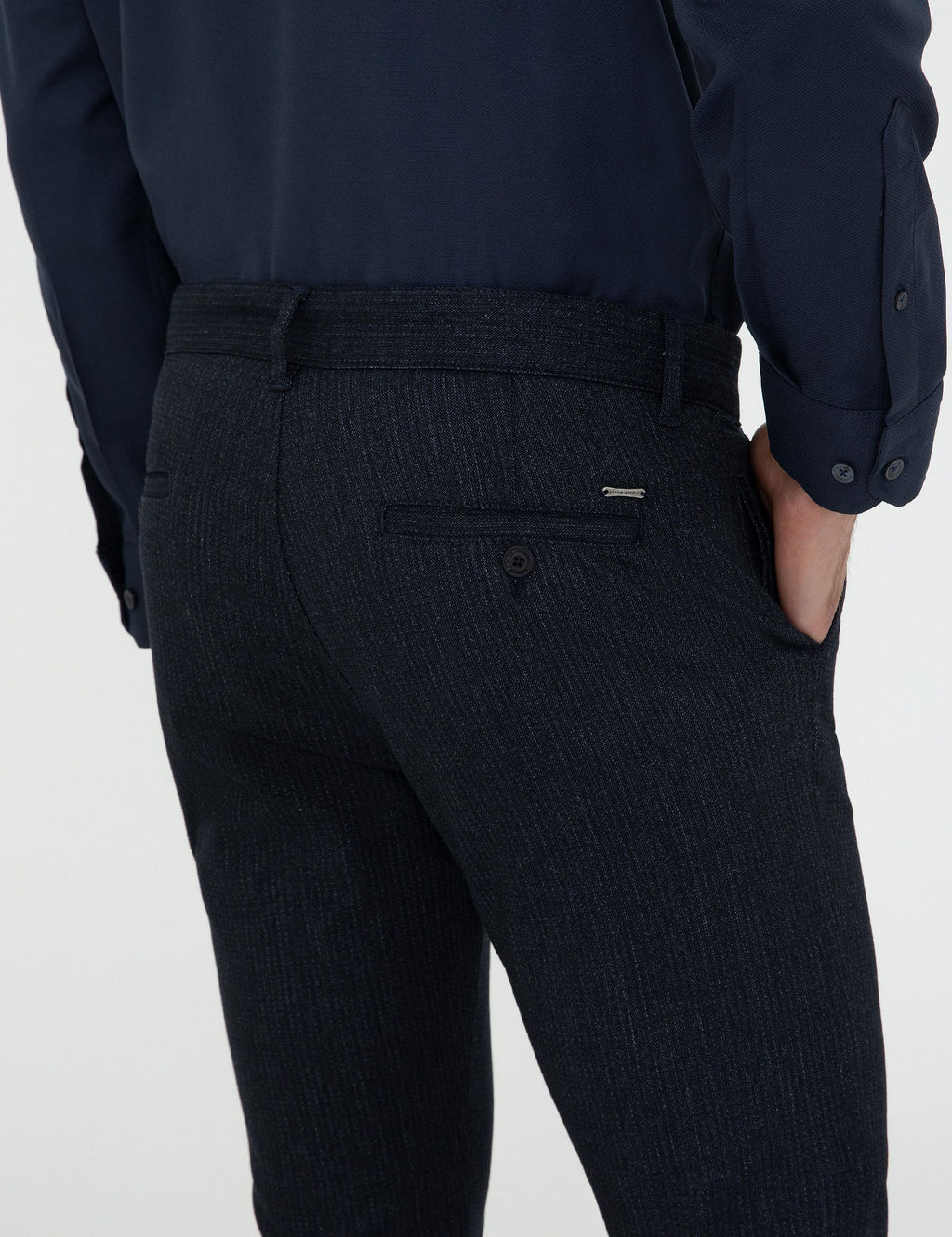 Lacivert Slim Fit _izgili Kanvas Pantolon - Pierre cardin фото 6