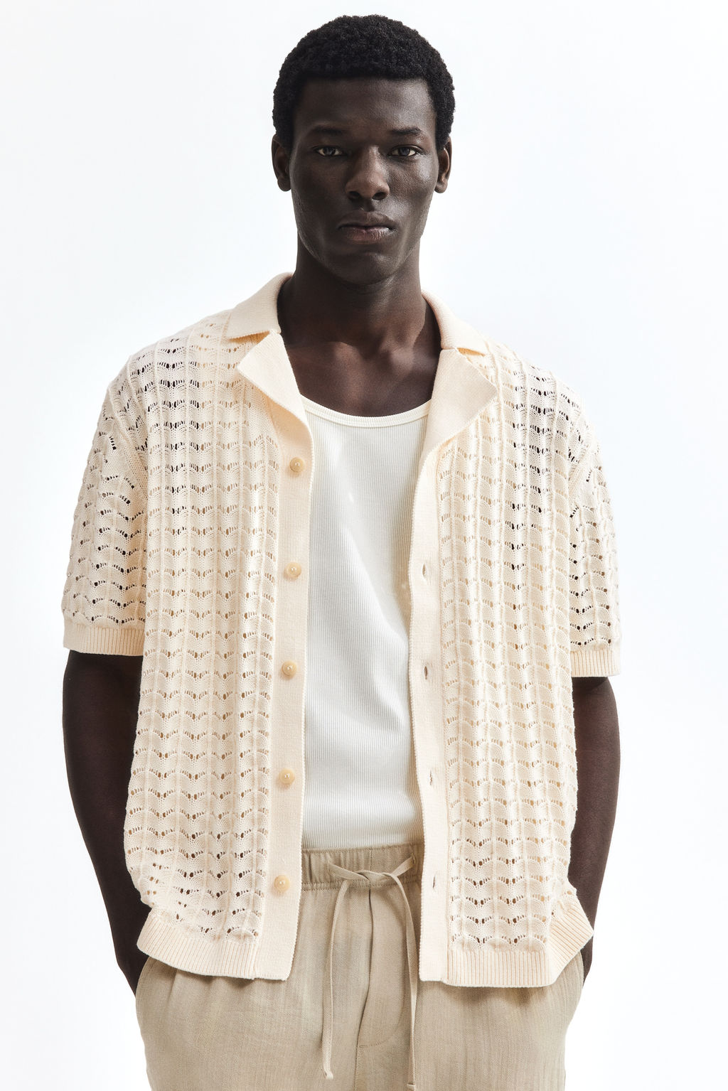 Camisa resort en punto pointelle Relaxed Fit - H&m фото 3