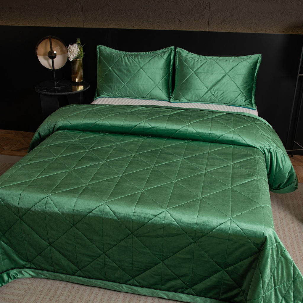 Велюровое покрывало в клетку и две наволочки OVL049 160*220/50-70 1 шт - Ситрейд фото 5