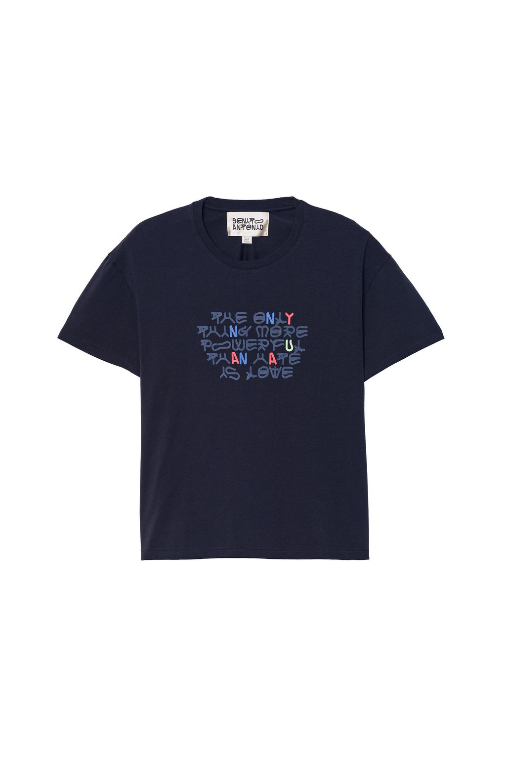 CAMISETA CROPPED FIT TEXTO AMOR / Marino