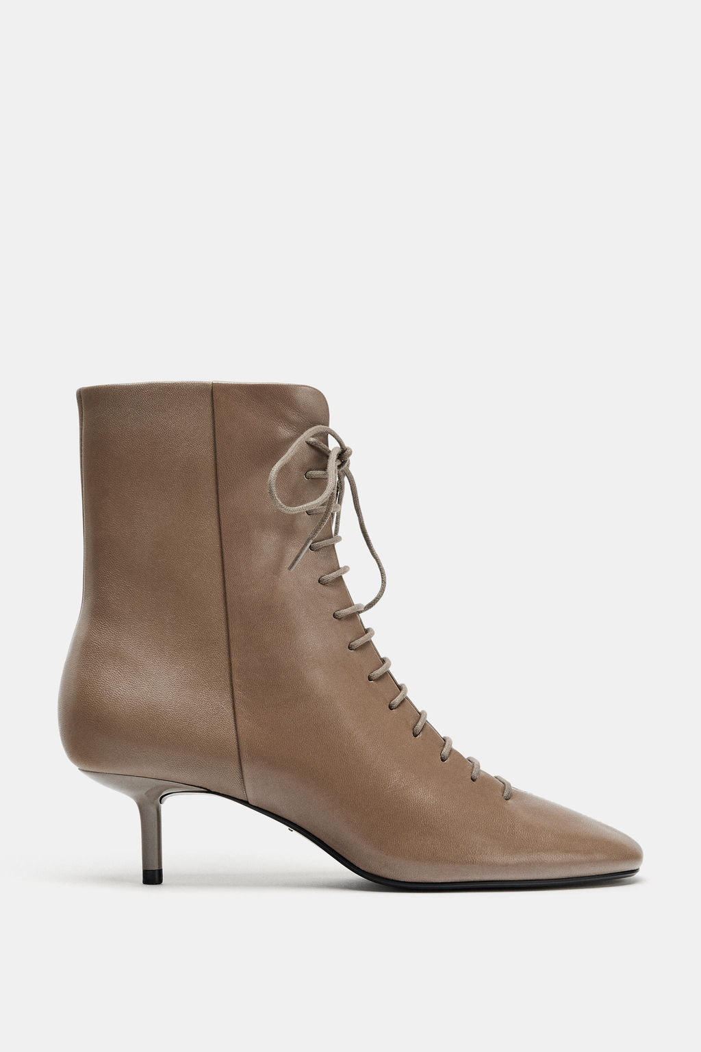 LEATHER LACE-UP ANKLE BOOTS - Zara фото 3