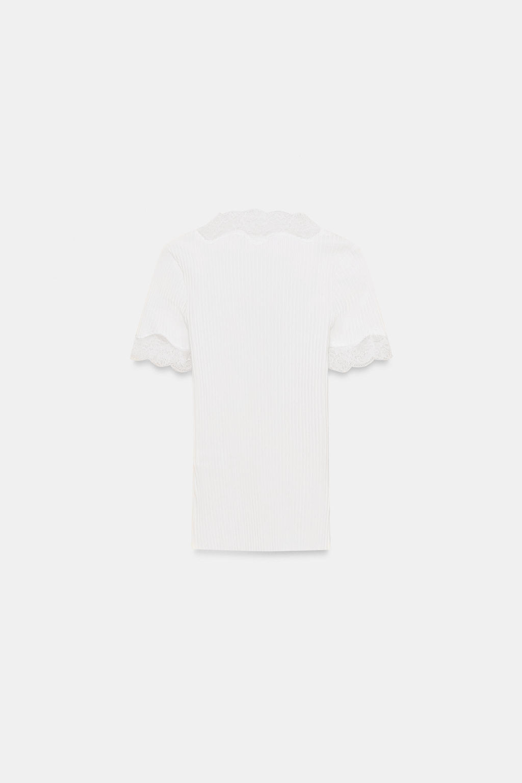 RIBBED LACE T-SHIRT - Zara фото 5