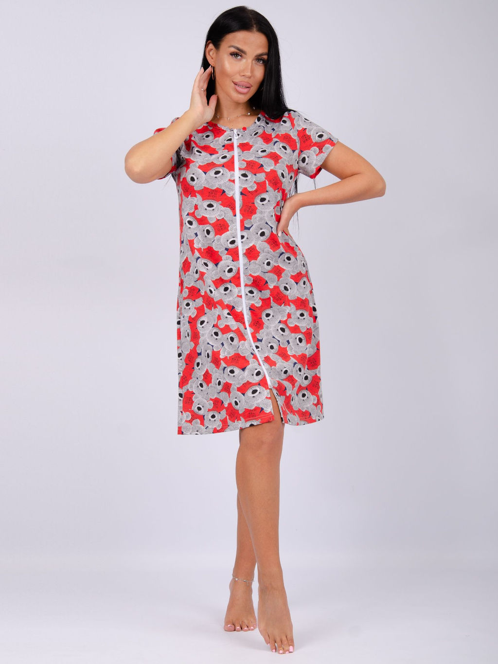 Халат Красотка 1 тедди, трикотаж - Малина фото 8