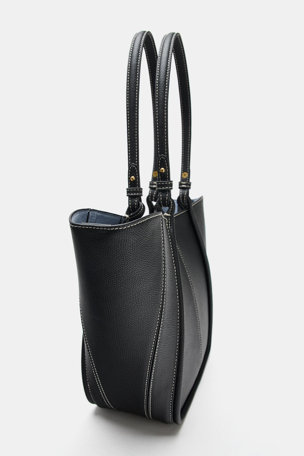 BOLSO MINI SHOPPER PESPUNTES / Negro - Zara фото 4