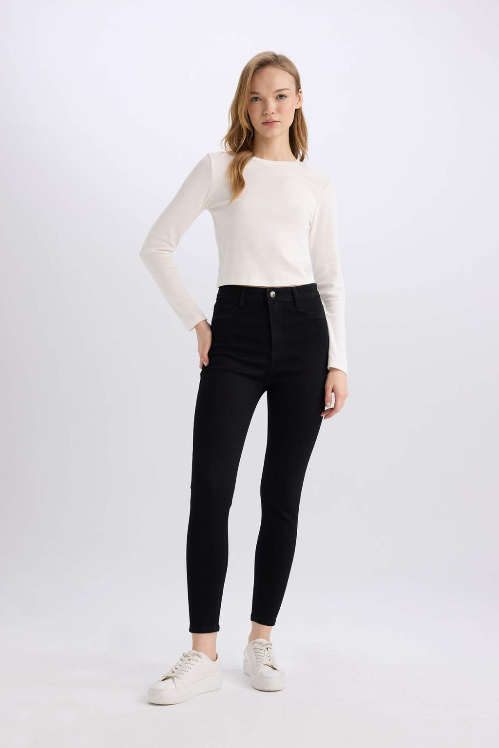 Jegging Yuksek Bel Bilek Boy Dar Paca Basic Duz Jean Pantolon - Defacto фото 5