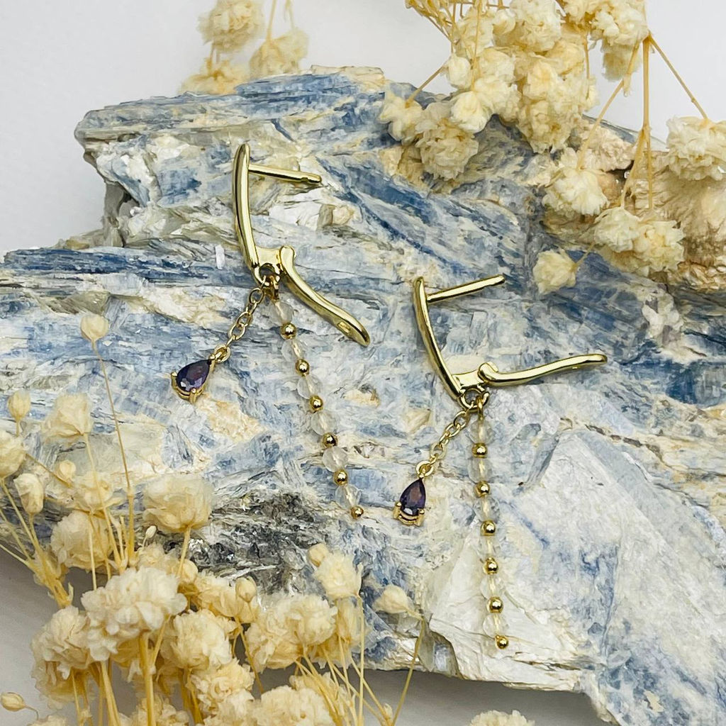 Серьги из Горного Хрусталя с фианитом