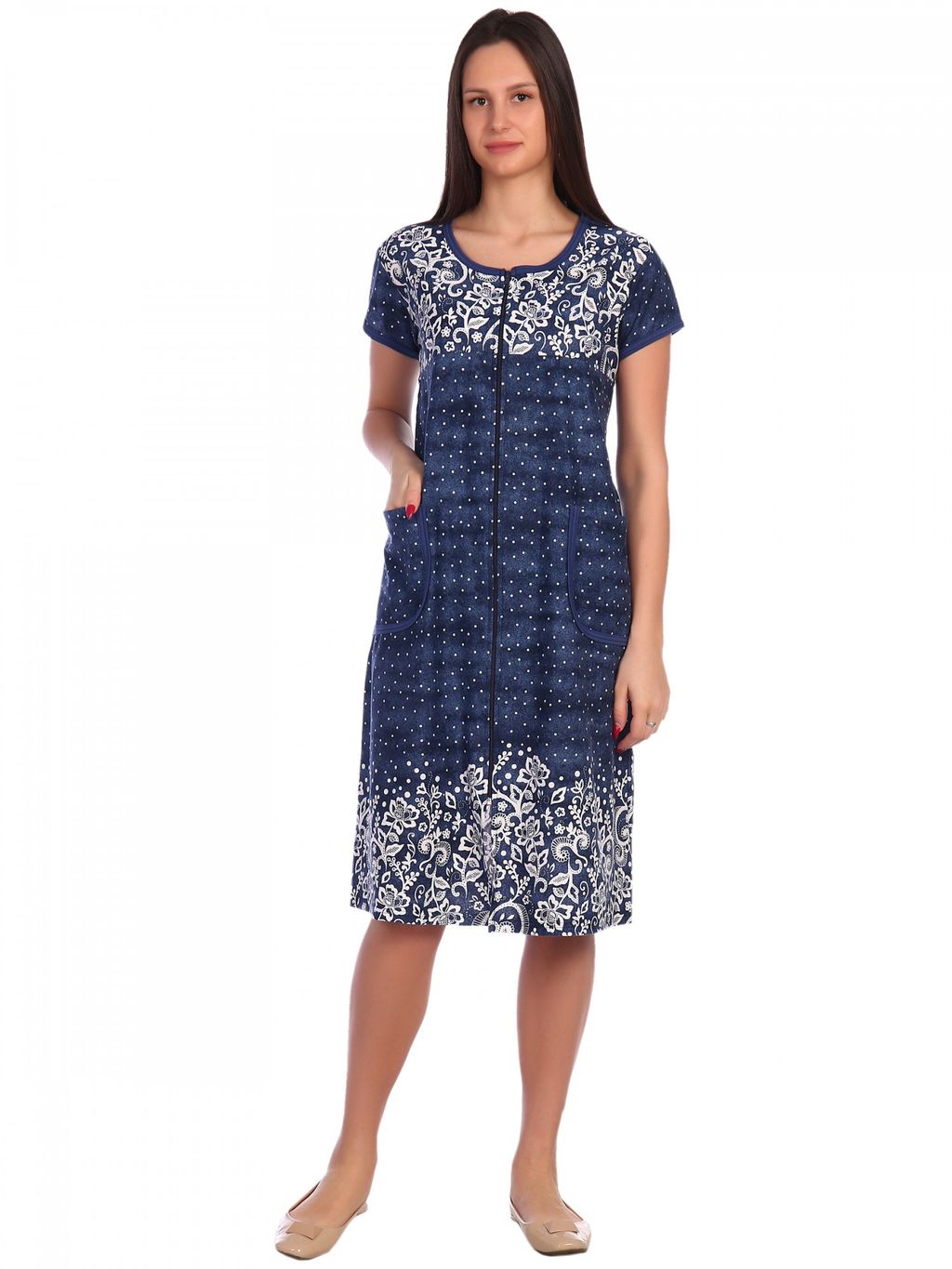 М0508 Халат женский кулирка синий - АстраТекстиль фото 2