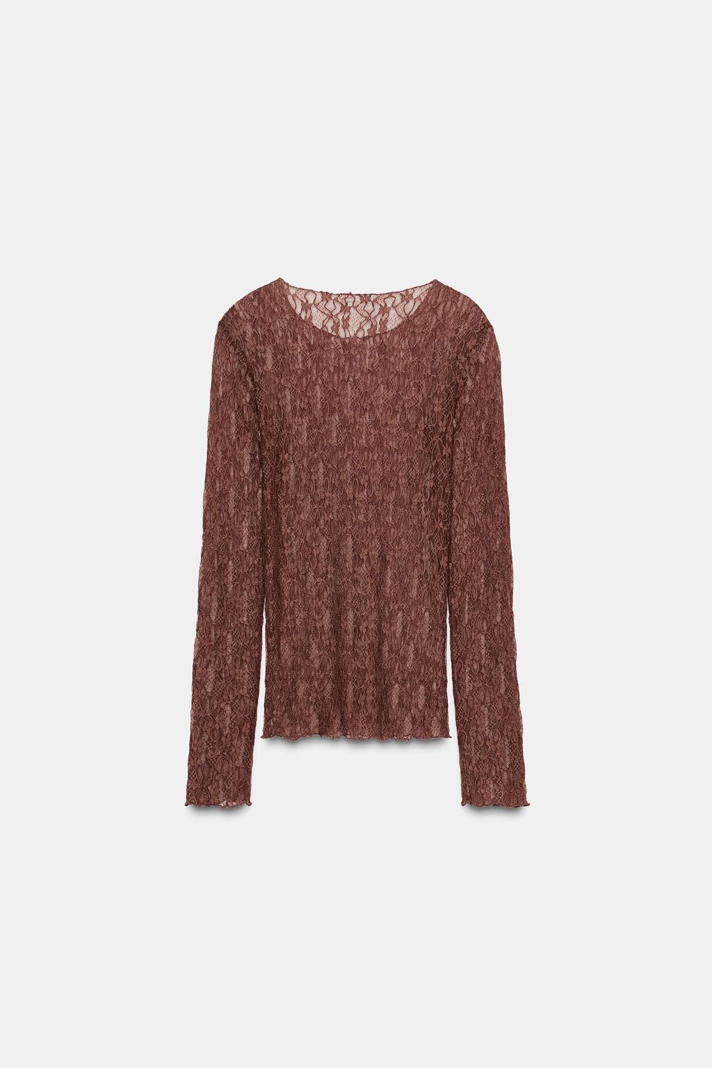 LONG SLEEVE LACE TOP - Zara фото 6