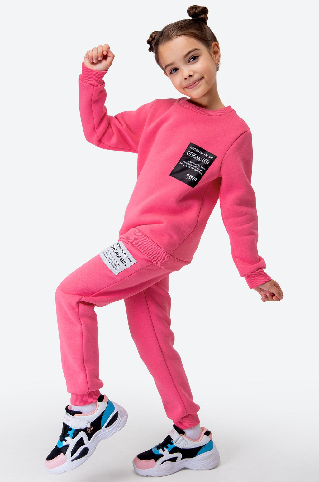 Теплый костюм для девочки из футера с начесом Bonito  фото 3