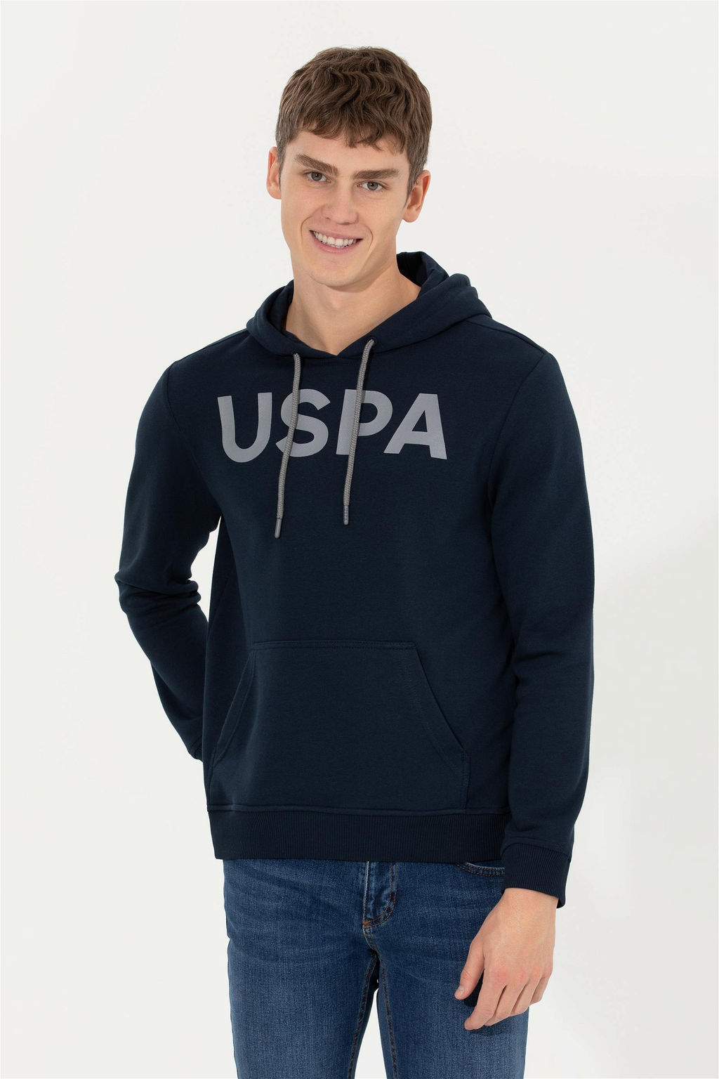 Мужская темно-синяя толстовка с капюшоном Basic - U.s. polo assn фото 9