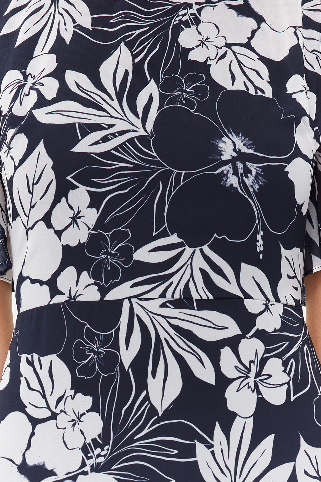 Indigo Cicek Desenli A Kesim Astarl? Midi Dokuma Elbise TWOSS20EL0908