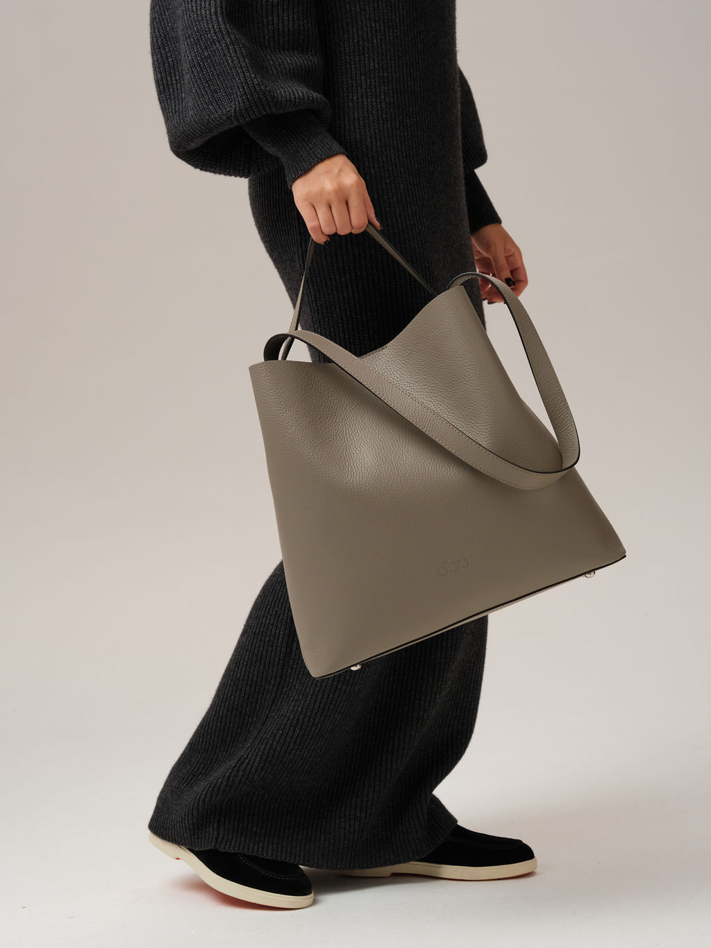 Кожаная сумка шоппер Olga DBR 30948 серо-коричневый фото 8