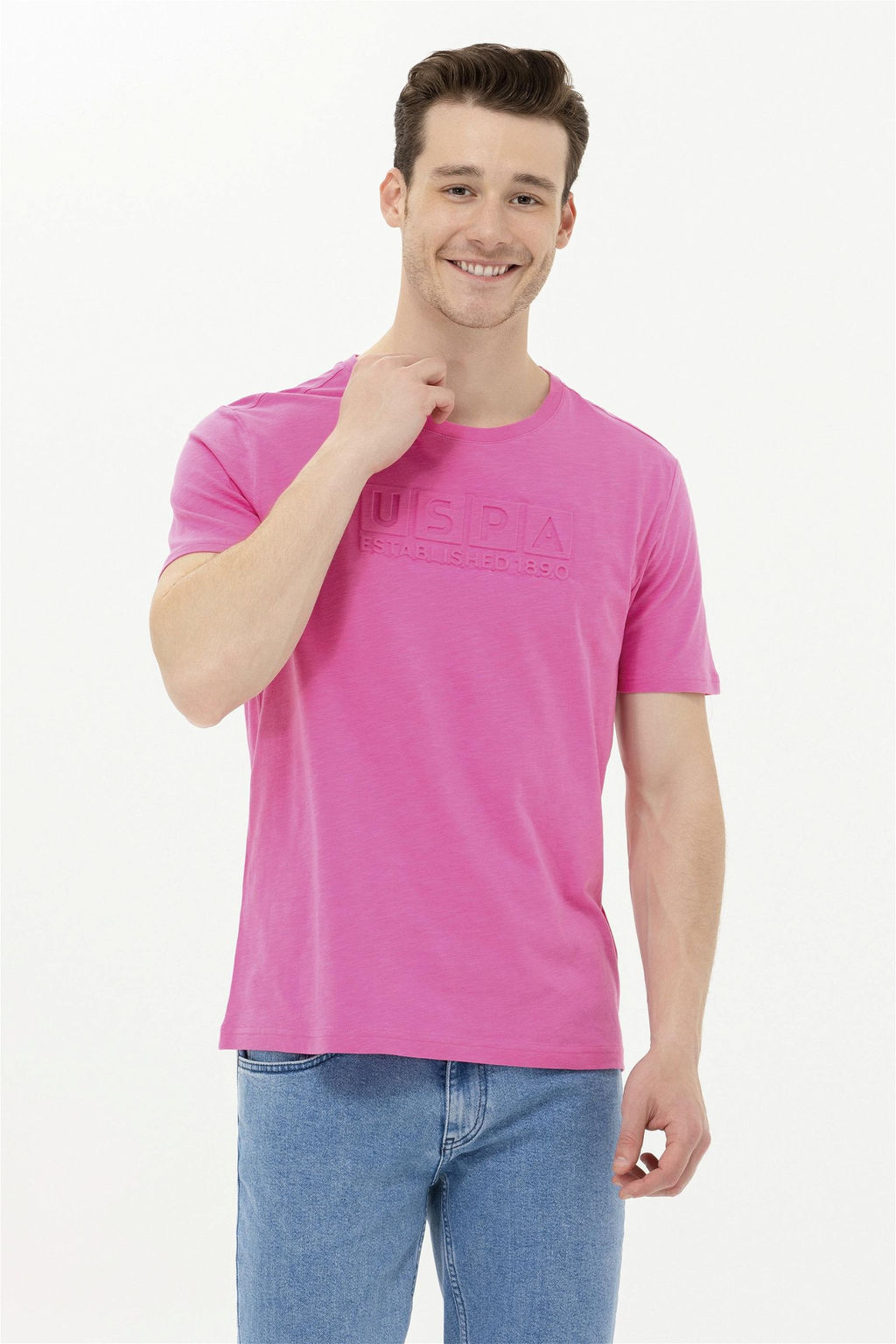 Мужская розовая футболка с круглым вырезом - U.s. polo assn фото 8