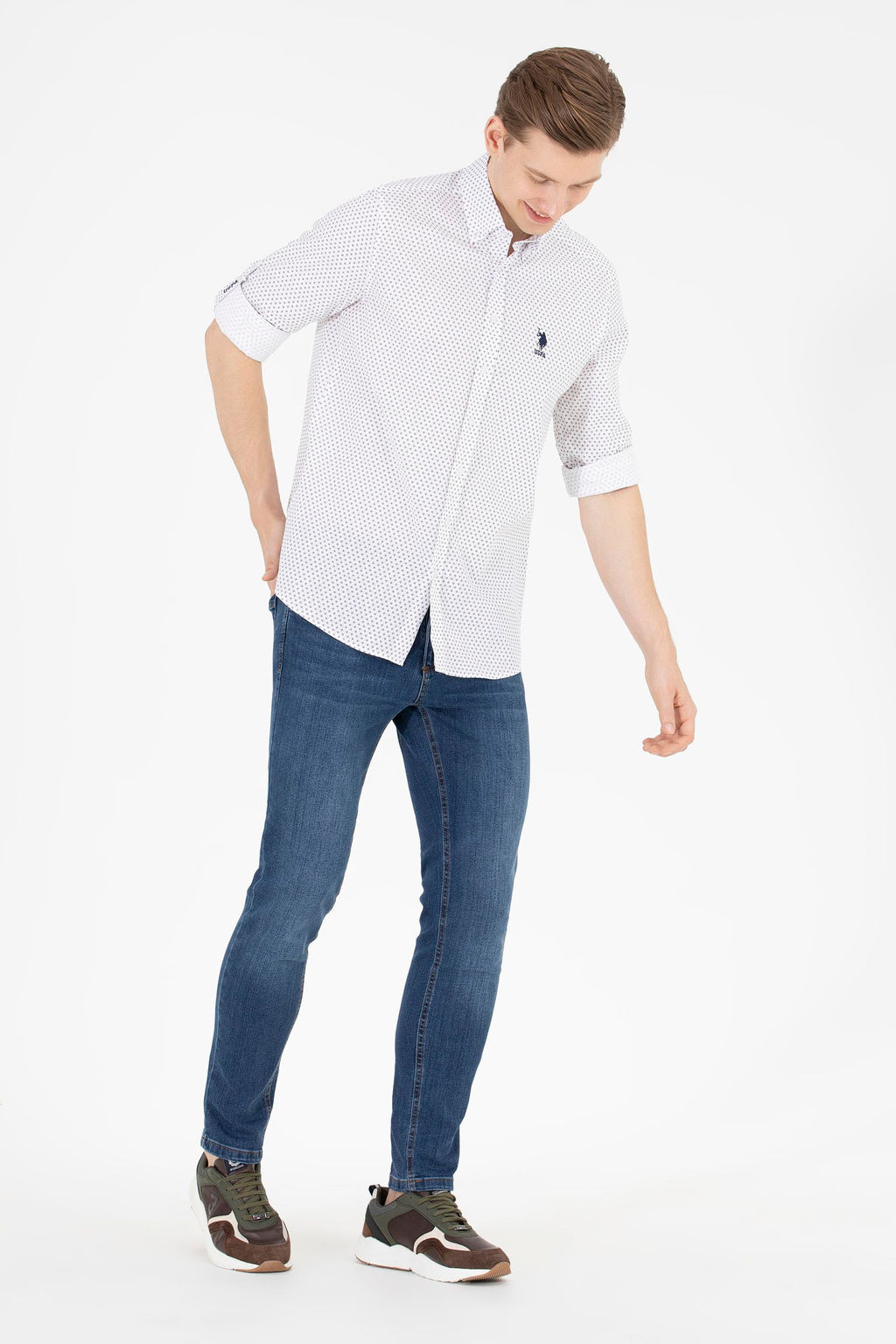 U. S. Polo Assn Мужская темно-синяя рубашка с длинным рукавом - U.s. polo assn фото 4