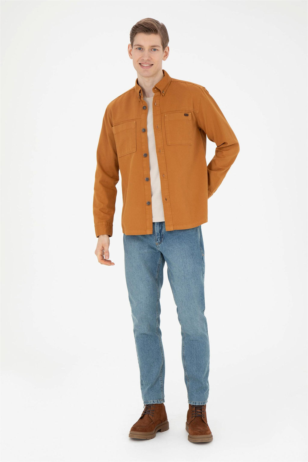 Мужская рубашка с длинным рукавом кокосового цвета - U.s. polo assn фото 4