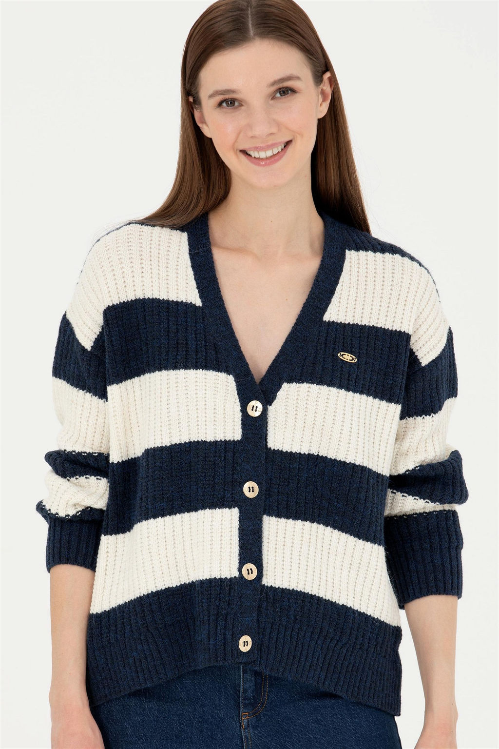 Женский темно-синий трикотажный кардиган - U.s. polo assn фото 3