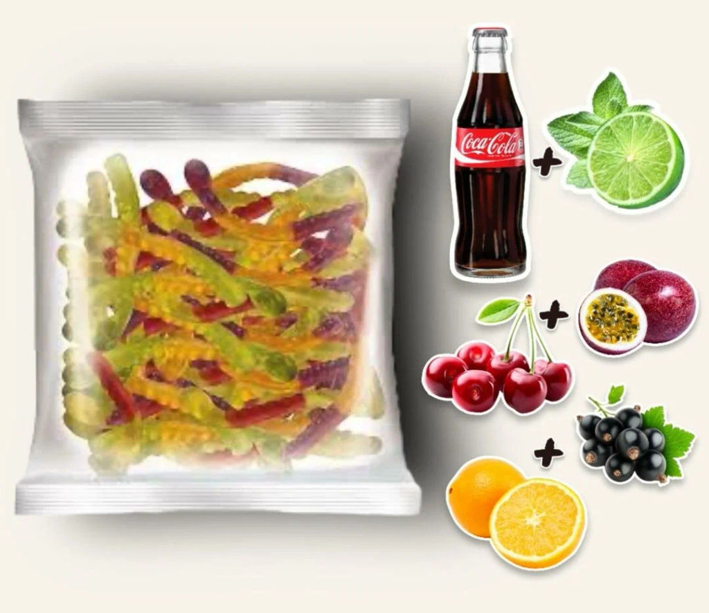 KrutFrut, мармелад жевательный со вкусами кола-лайм, вишня-маракуйя, апельсин-черная смородина (упаковка 0,5 кг) - Крут фрут фото 2