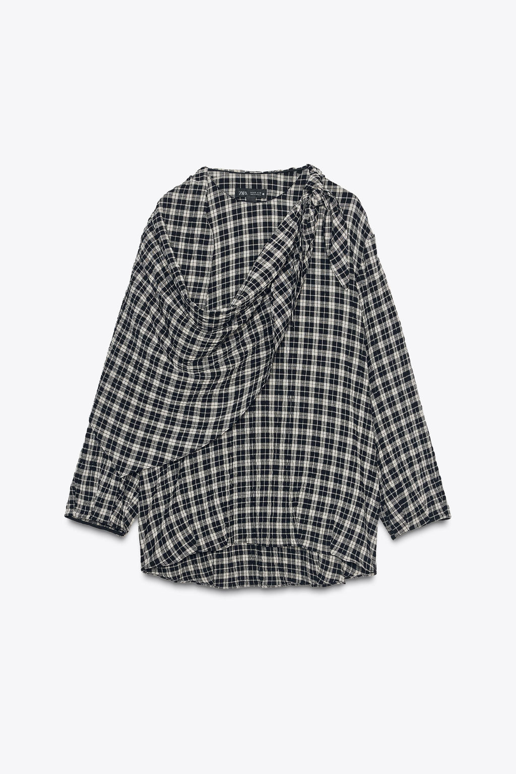 CHECK SHIRT WITH MULTIPOSITIONAL SCARF ZW COLLECTION - Zara фото 7
