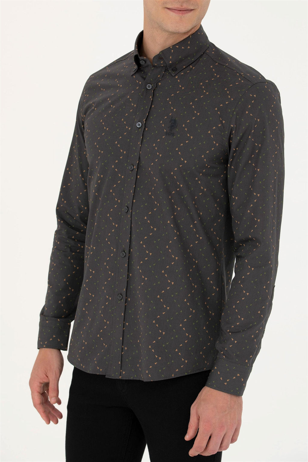 Мужская рубашка антрацитового цвета с длинным рукавом - U.s. polo assn фото 6