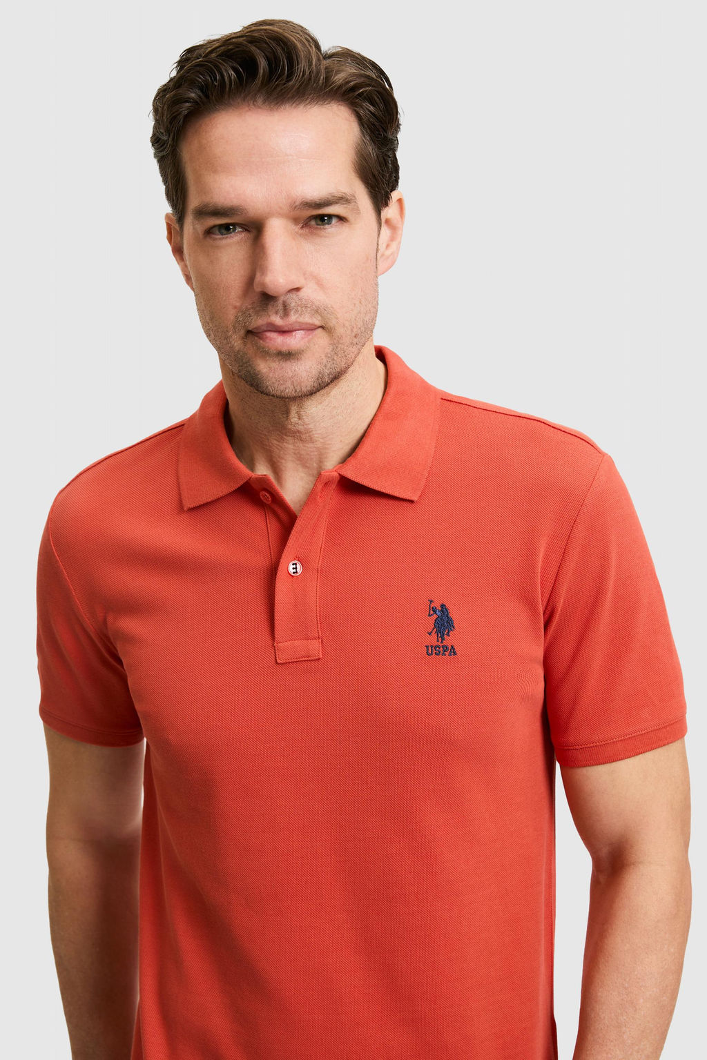 Erkek Slim Fit Polo Yaka Kiremit Basic Ti__rt